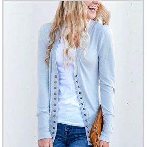 Light Blue Snap button Cardigan (New) from Zulily